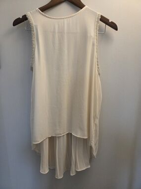 Sleeveless Cream High-Low Chiffon Layered Top Sz around S